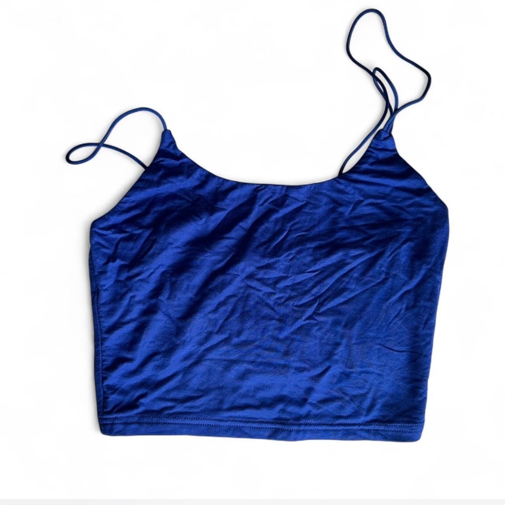 Women's Royal Blue Spaghetti Strap Crop Tank Top